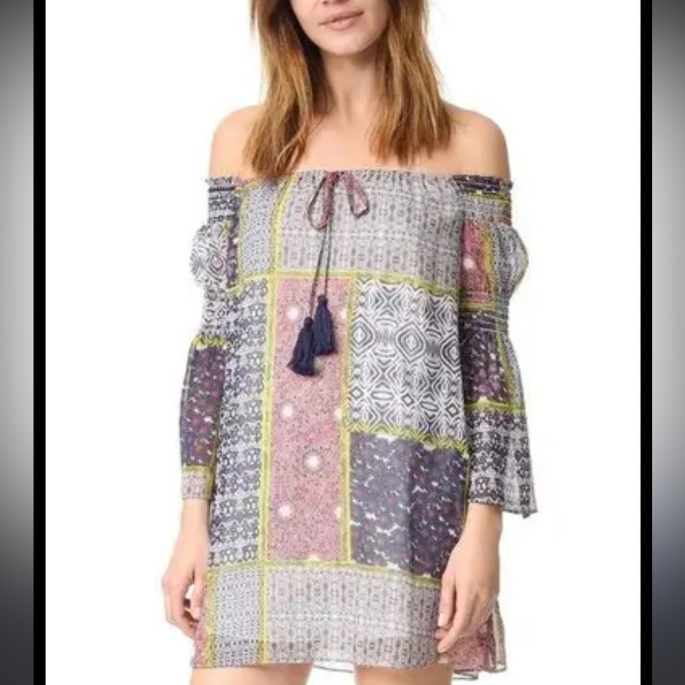 Likely Barrow Patchwork Off Shoulder Mini Dress -… - image 1